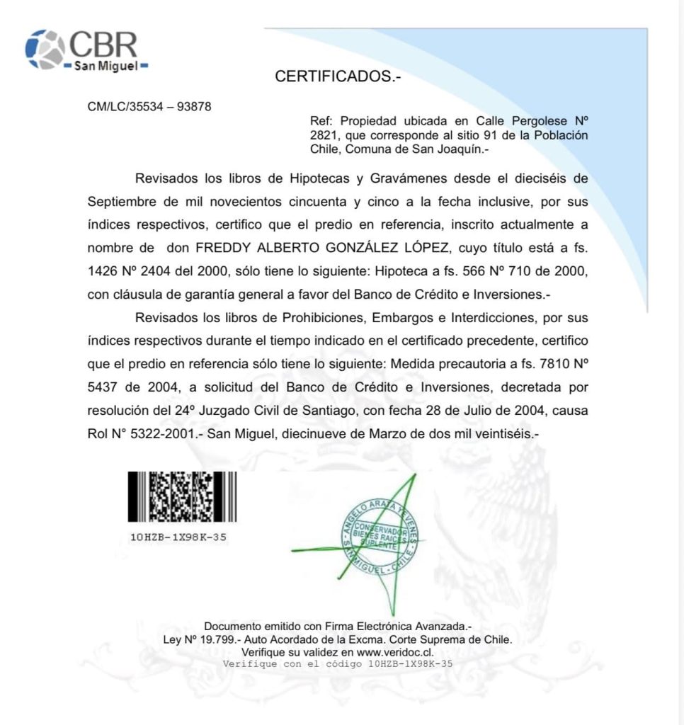 property title search in Chile legal document review