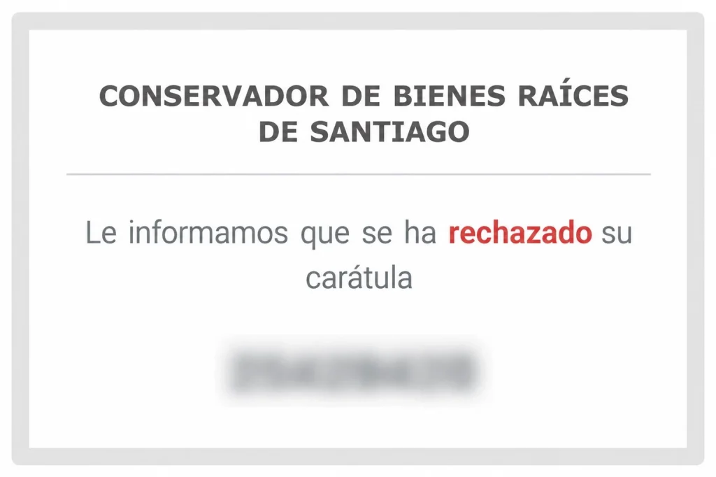 Ejemplo de reparo emitido por un Conservador de Bienes Raíces durante un trámite de inscripción inmobiliaria en Chile