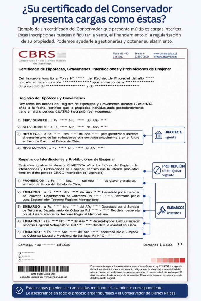alzamientos en conservador de bienes raíces